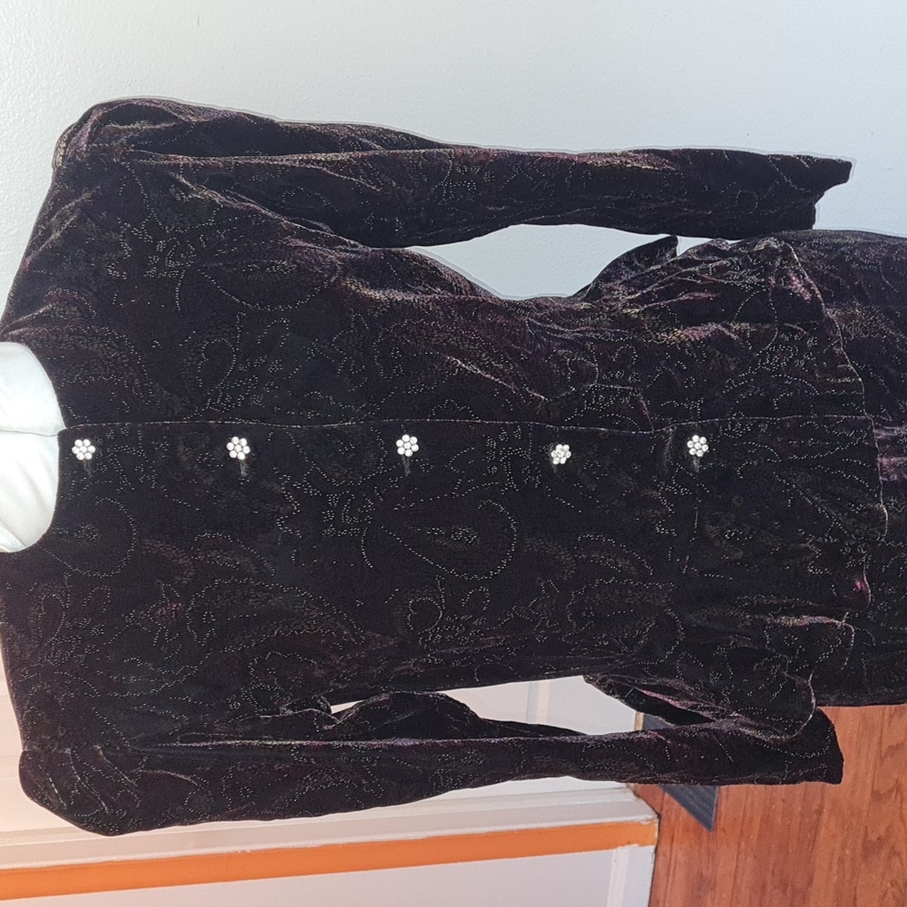 Vintage Velvet Two Piece Chicolat Gliter Suit Size SMALL